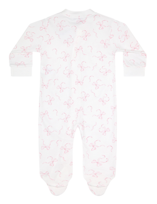 Charming Bows Print Zipper Footie