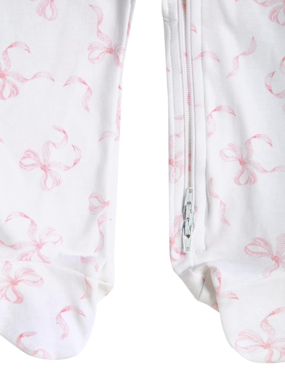 Charming Bows Print Zipper Footie