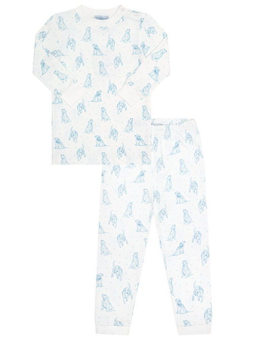 Blue Puppy Love Print Pajama Set