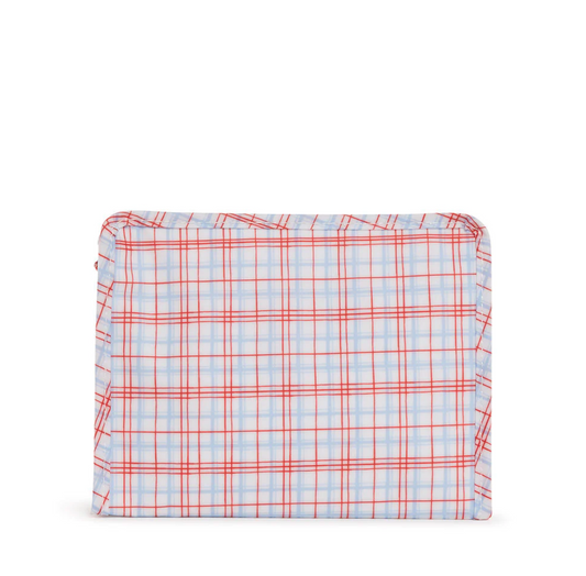 Medium Roadie Zip Pouch, Red Plaid