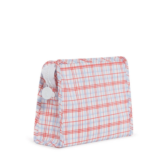 Medium Roadie Zip Pouch, Red Plaid