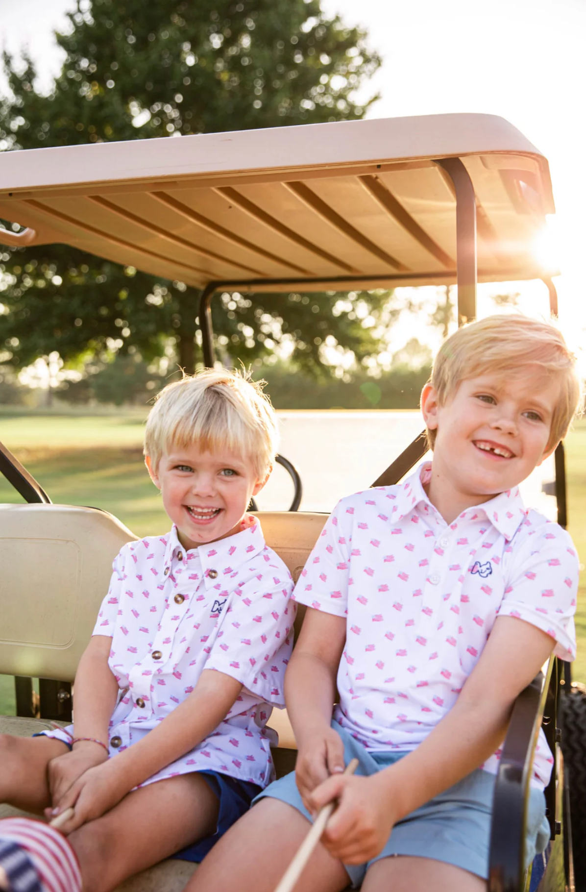 Americana Flag Print Boys Pro Performance Polo