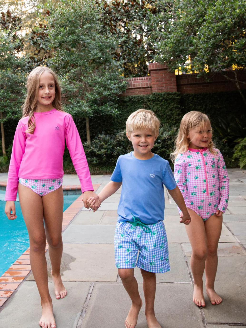 Marina Gingham Turtle Print Boys' Boogie Board Swim Trunk