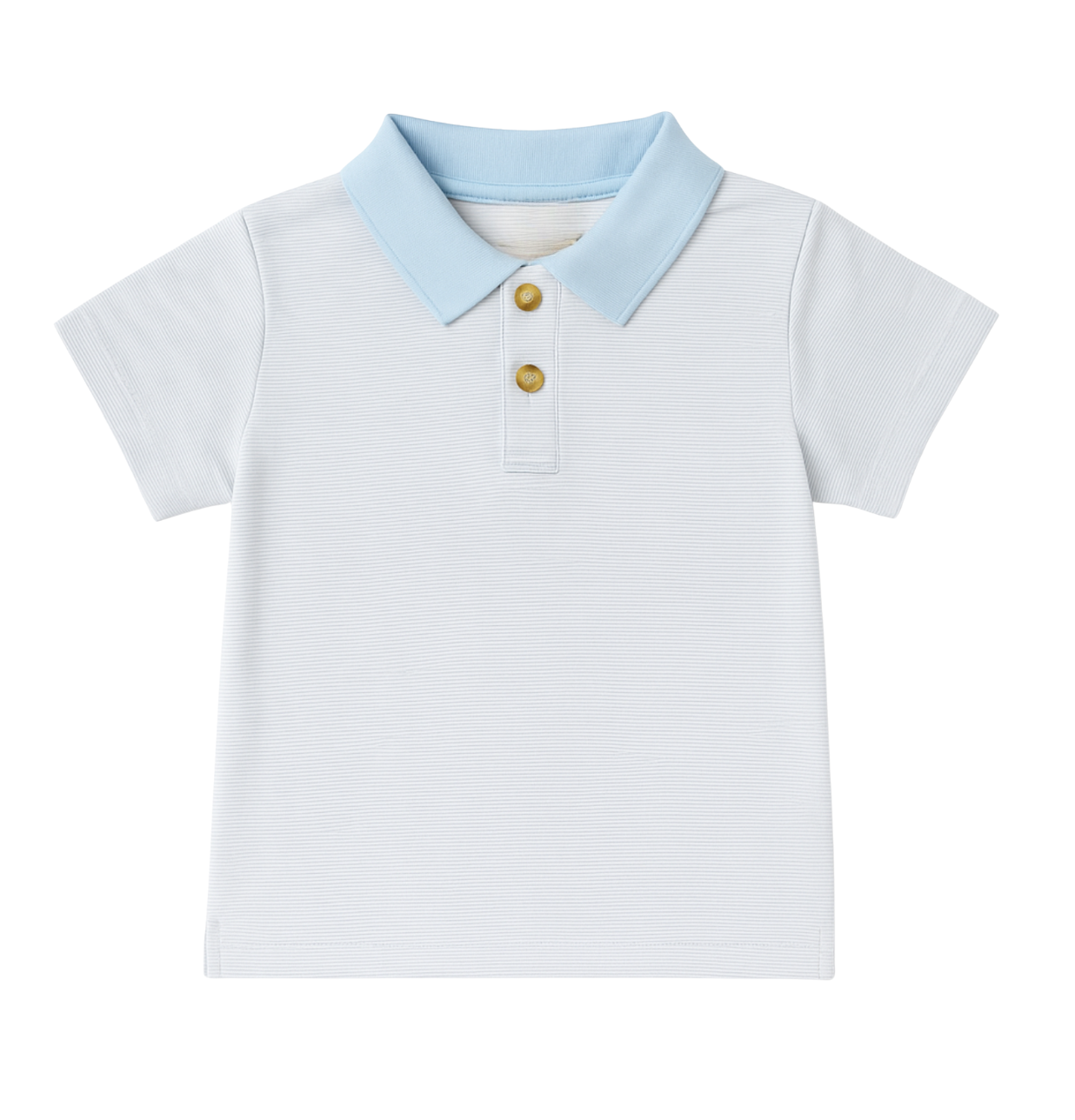 Short Sleeve Polo Shirt, Light Blue Stripe
