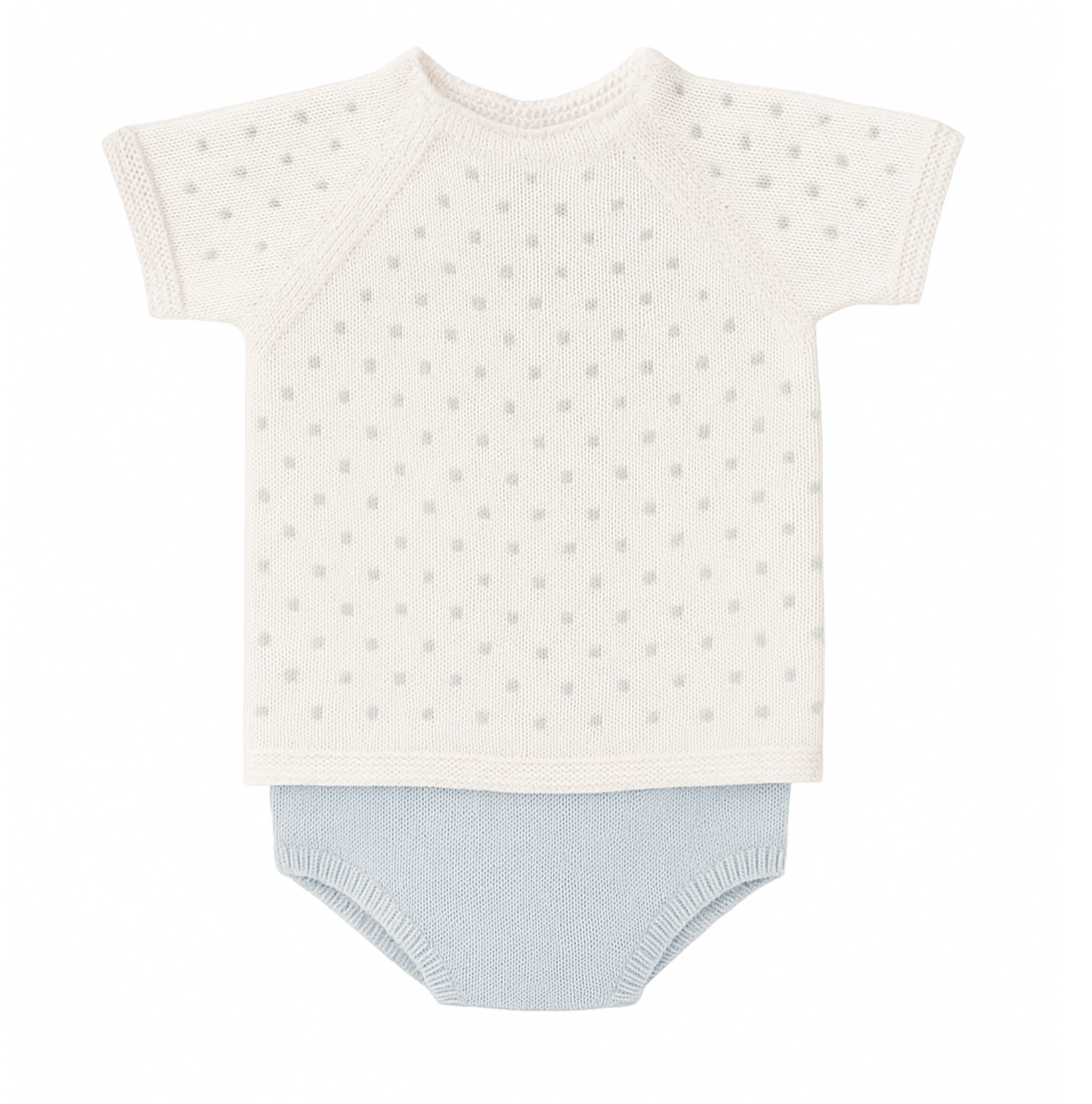 Dot Diaper Set, White with Blue