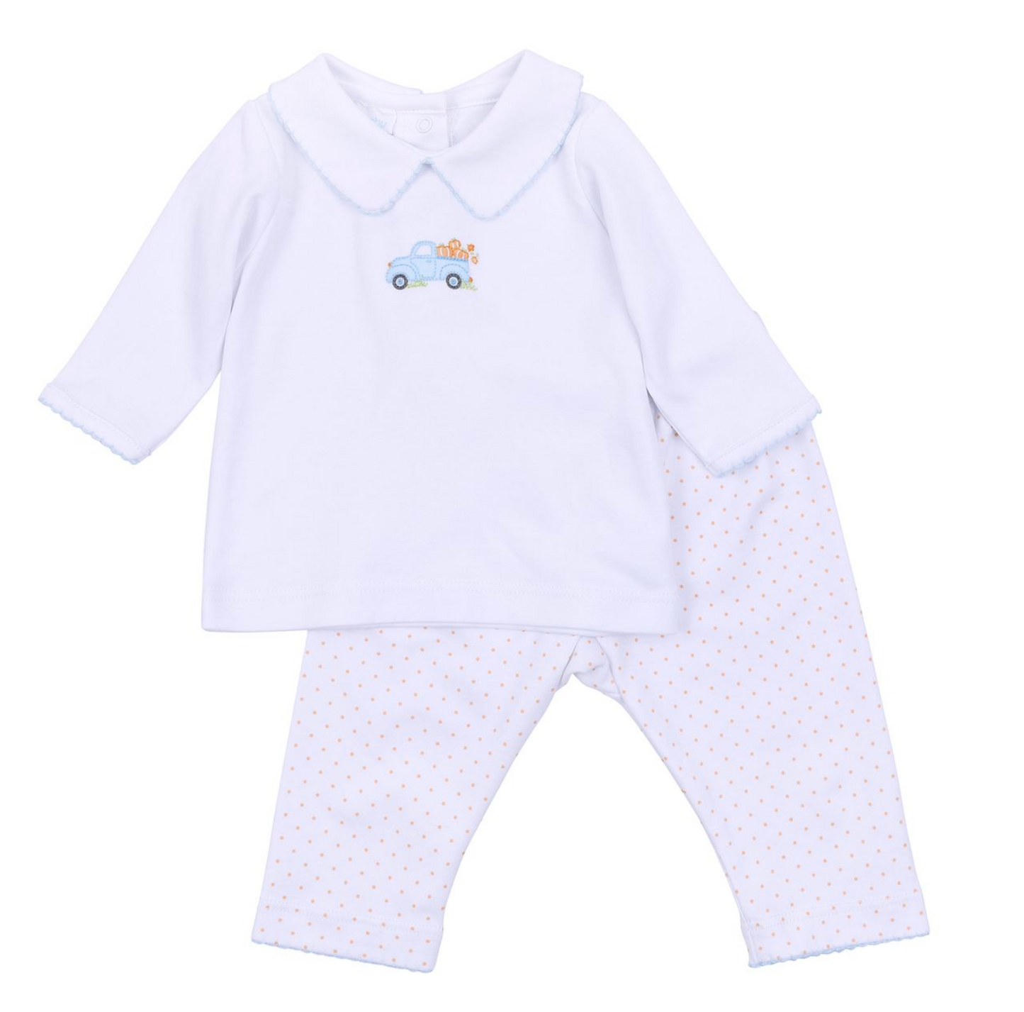Pumpkin Patch Fun Embroidered Collared Toddler Pant Set