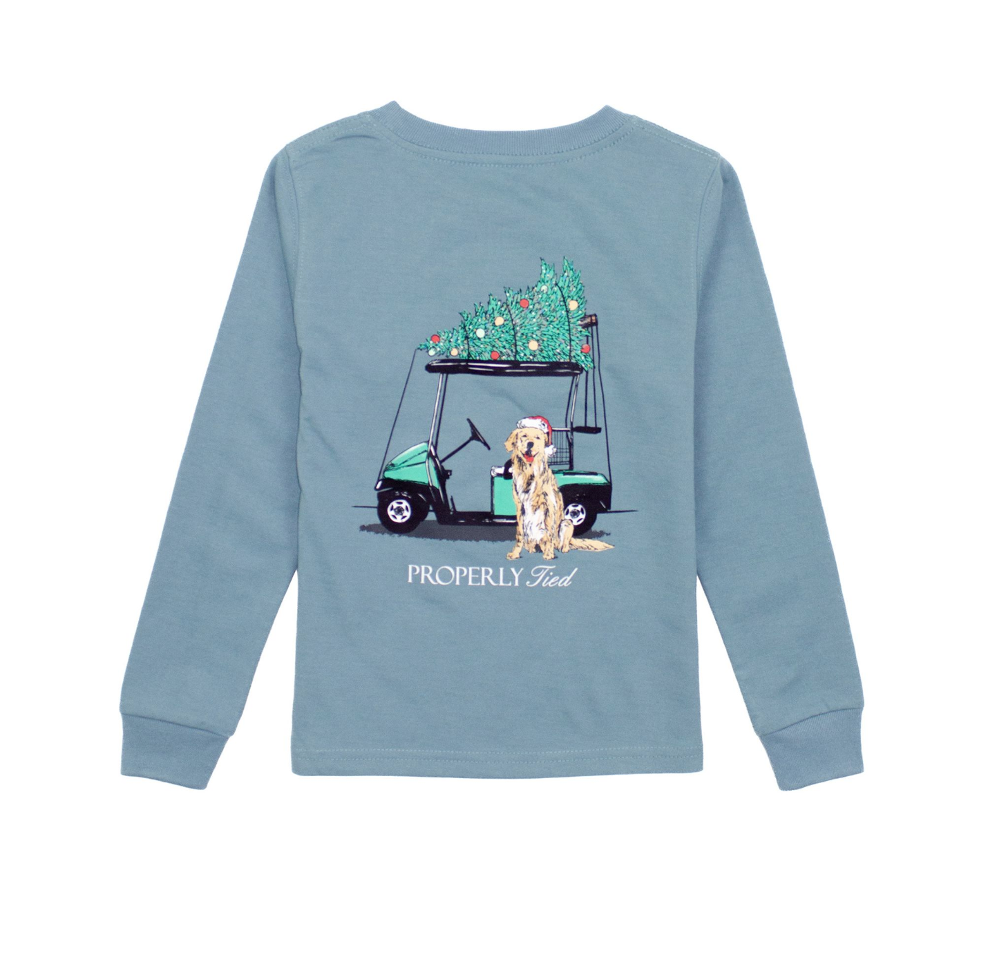Boy's Santas Caddy Long Sleeve Steel Blue T-Shirt