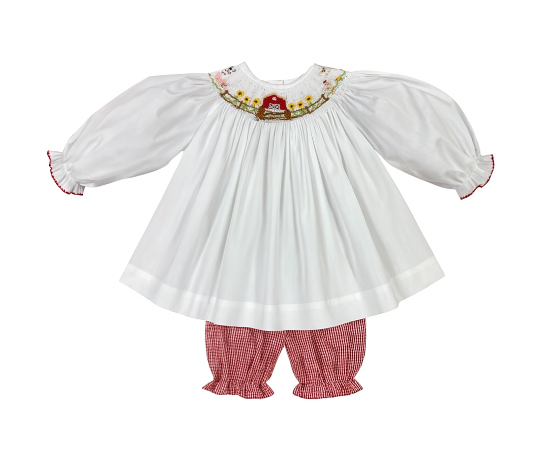 Emma Bishop Dress Bloomer Set, Red Barn
