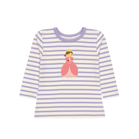 Long Sleeve Applique Striped Top, Princess