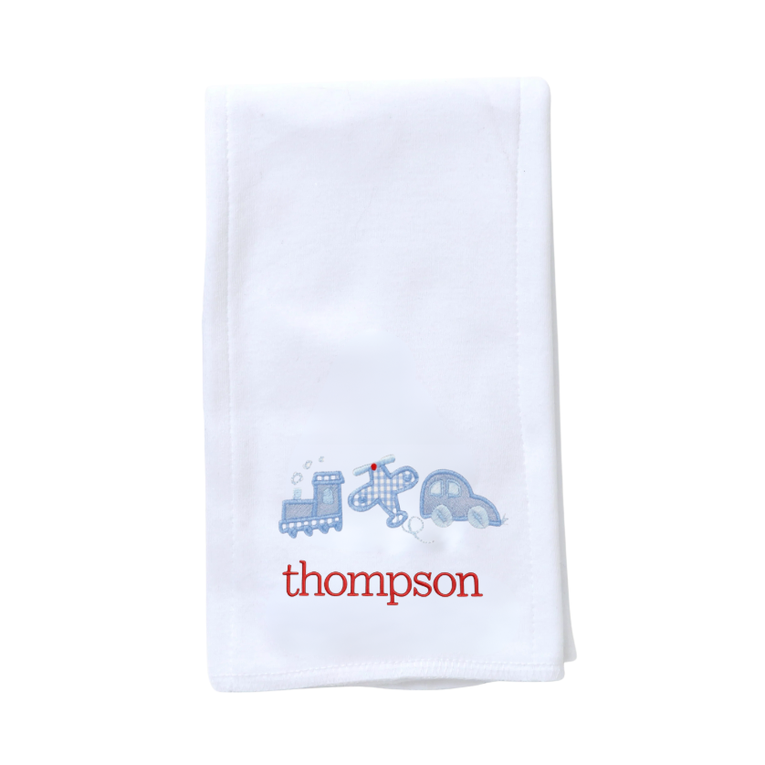 Burp with Applique, Cars, Trains & Planes