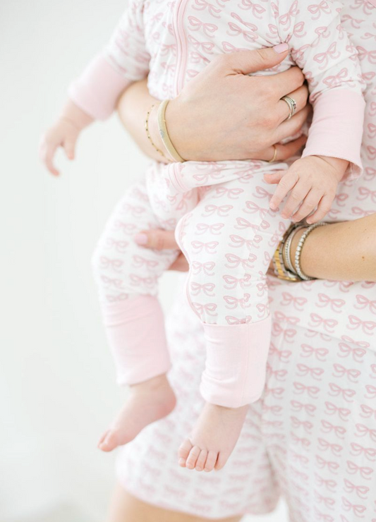 Zippered Sleeper Romper, Bow