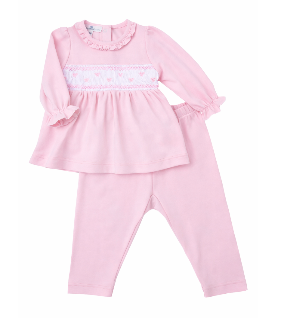 Classic Smocked Pant Set, Hearts