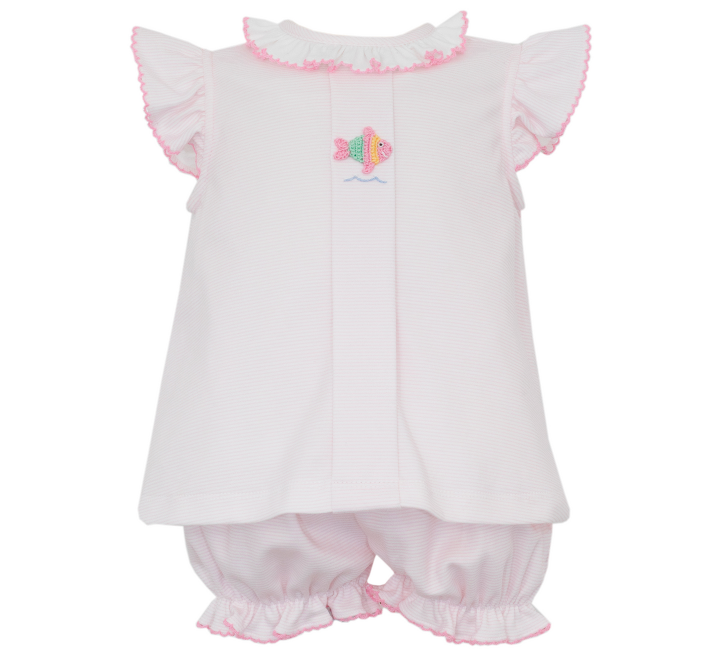 Fish Knit Stripe Bloomer Set with Ruffles