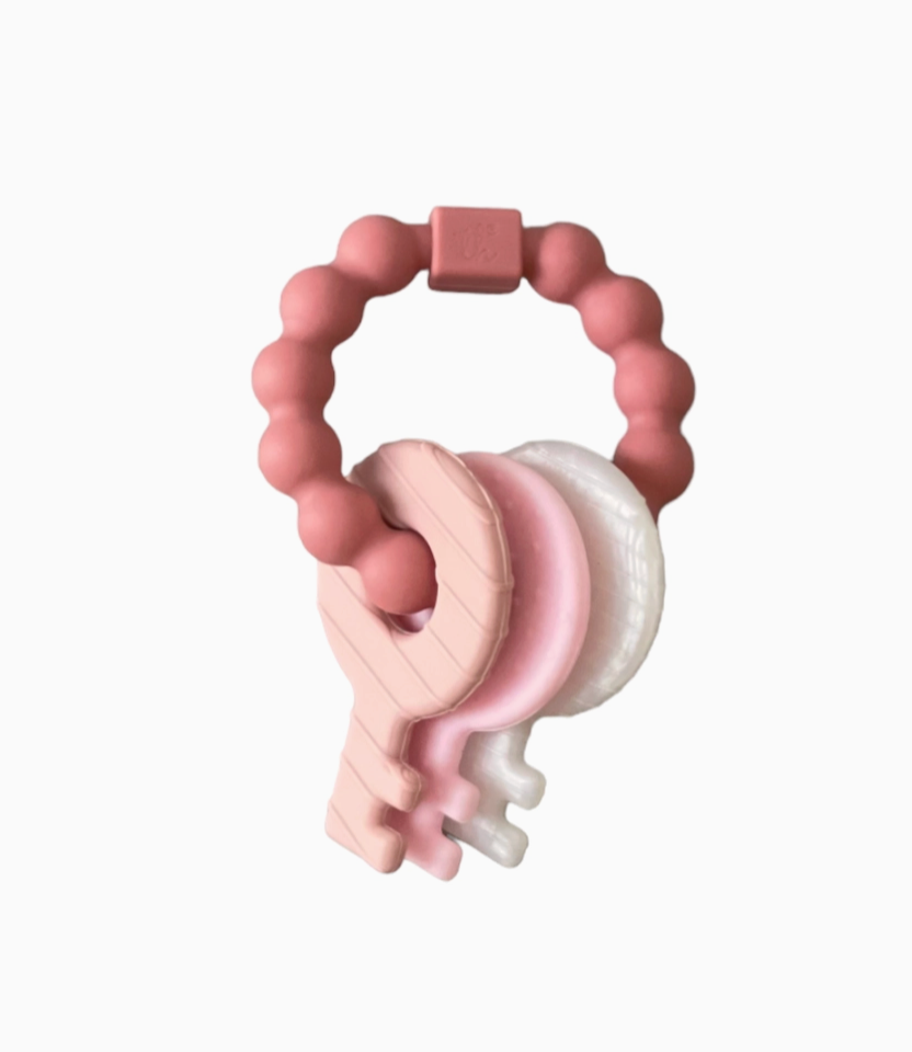 Pink Silicone Key Rattle Set