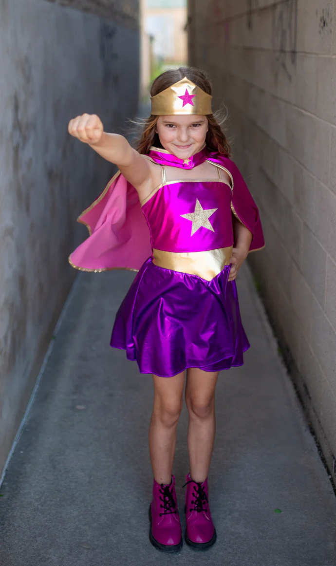 Superhero Star Dress, Cape & Headpiece