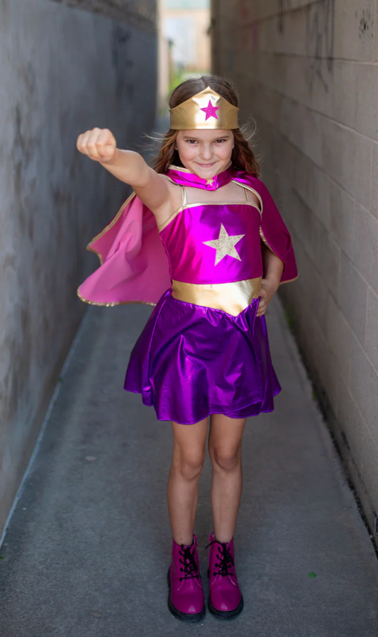 Superhero Star Dress, Cape & Headpiece