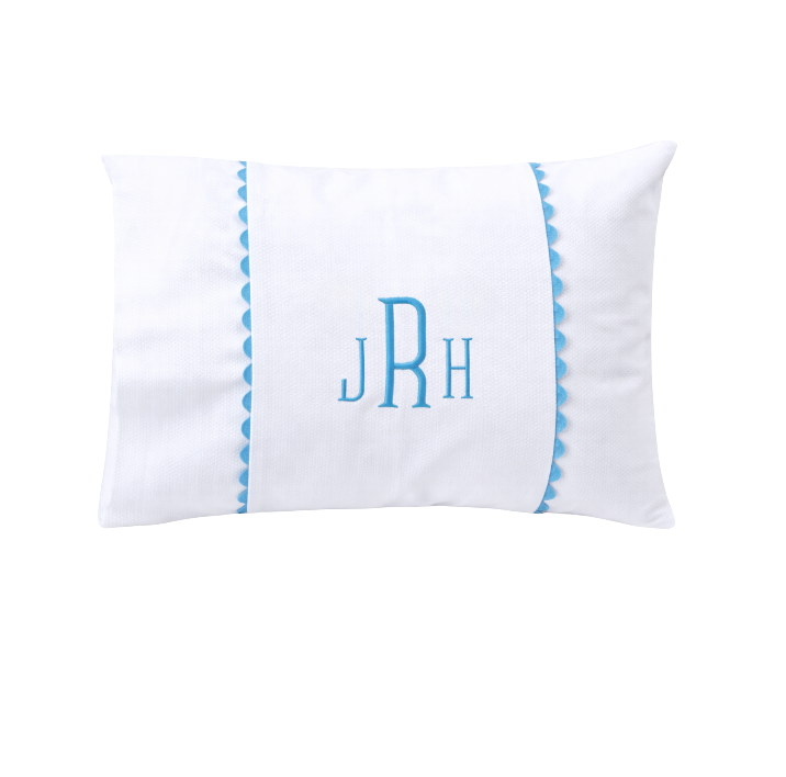 Baby Pillow with Blue Ric Rac Trim