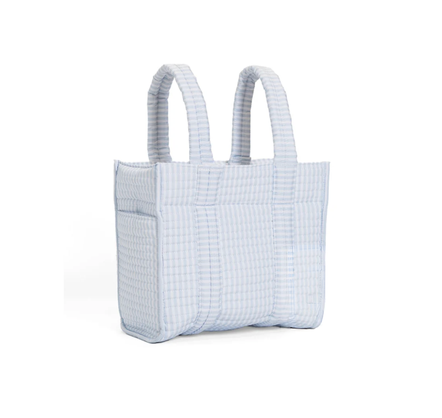 Mini Quilted Go Go Tote, Blue Pimlico Stripe