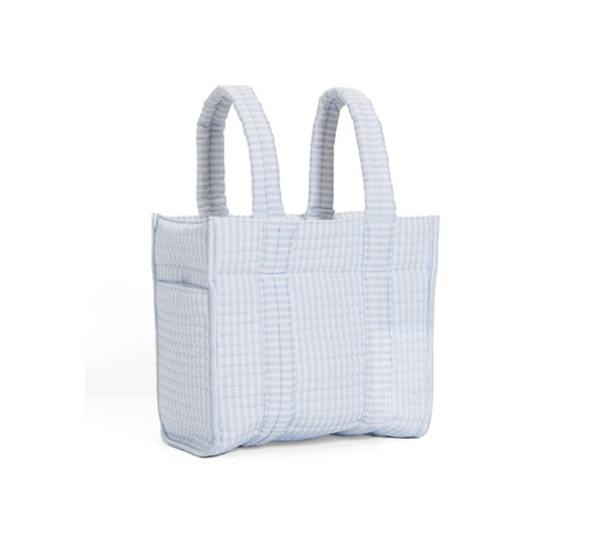 Mini Quilted Go Go Tote, Blue Pimlico Stripe