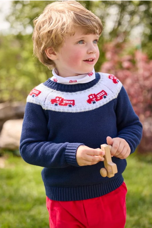 Fire Truck Fair Isle Sweater