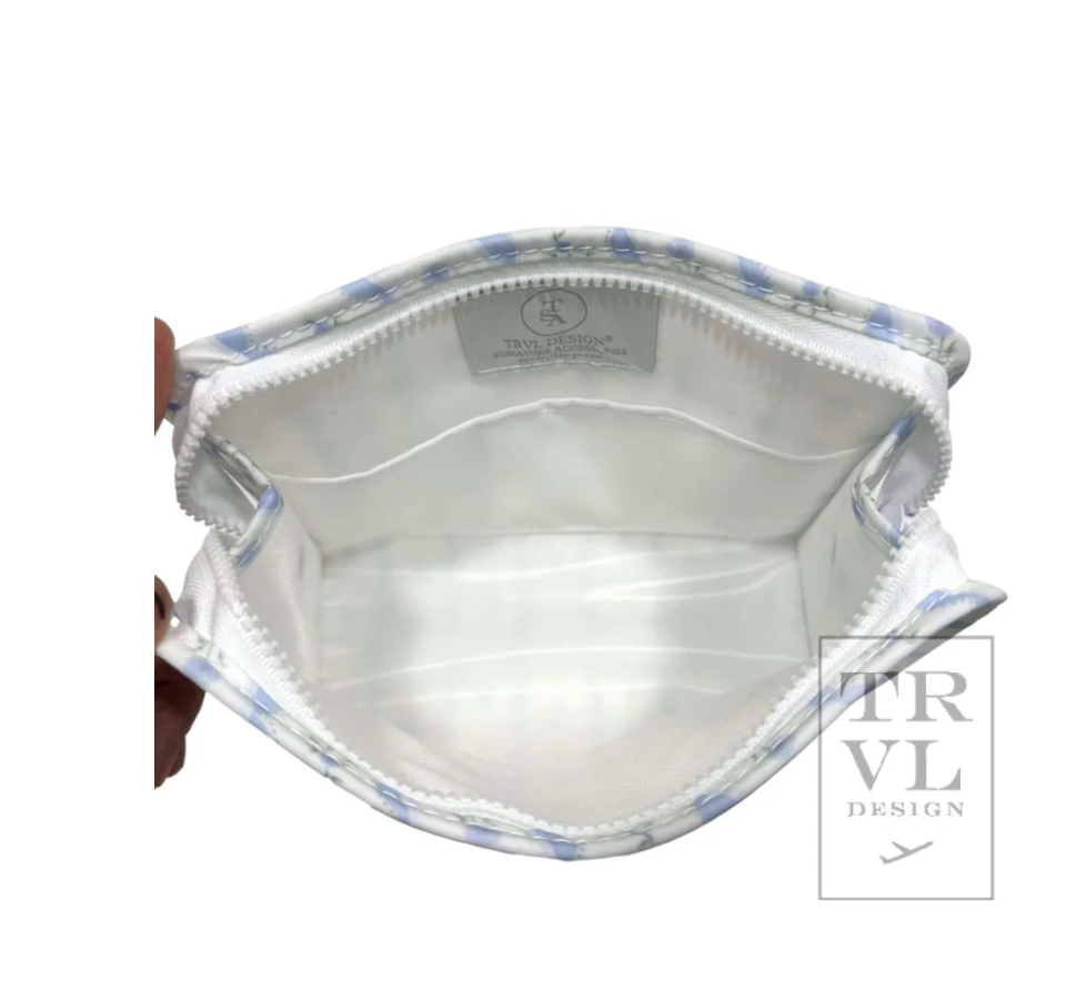 Medium Roadie Zip Pouch, Ribbon Floral Blue