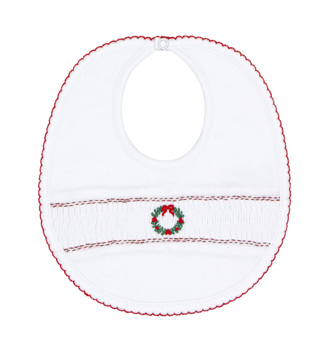 Christmas Wreath Smocked Bib