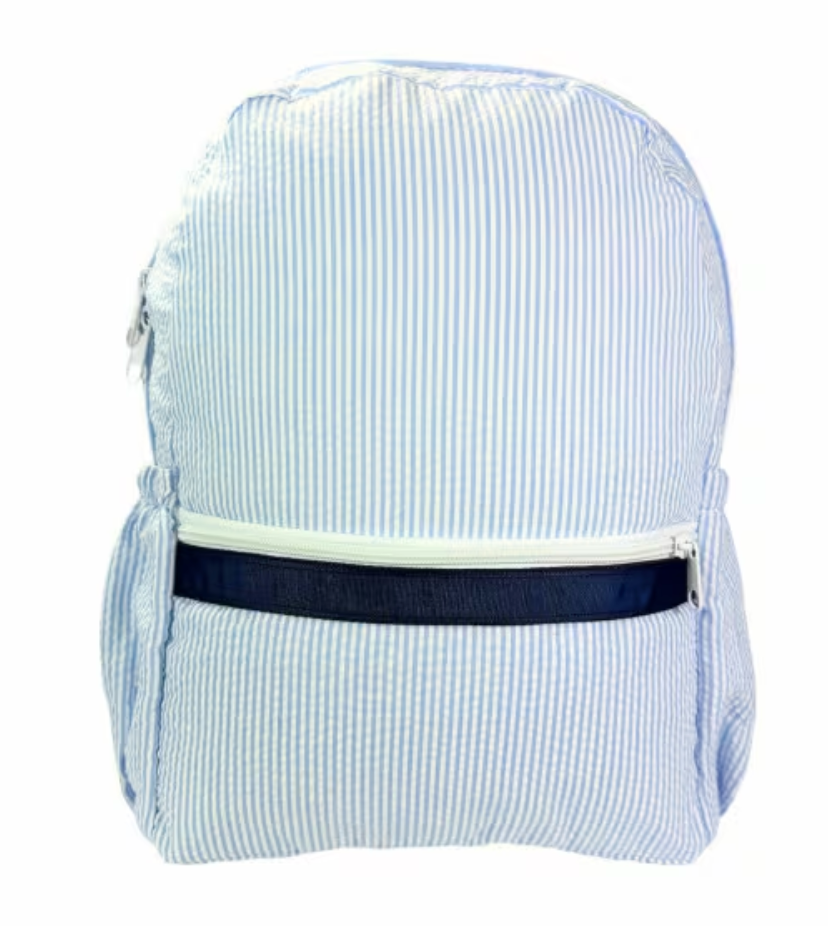Seersucker Backpack Light Blue Navy Baby Braithwaite