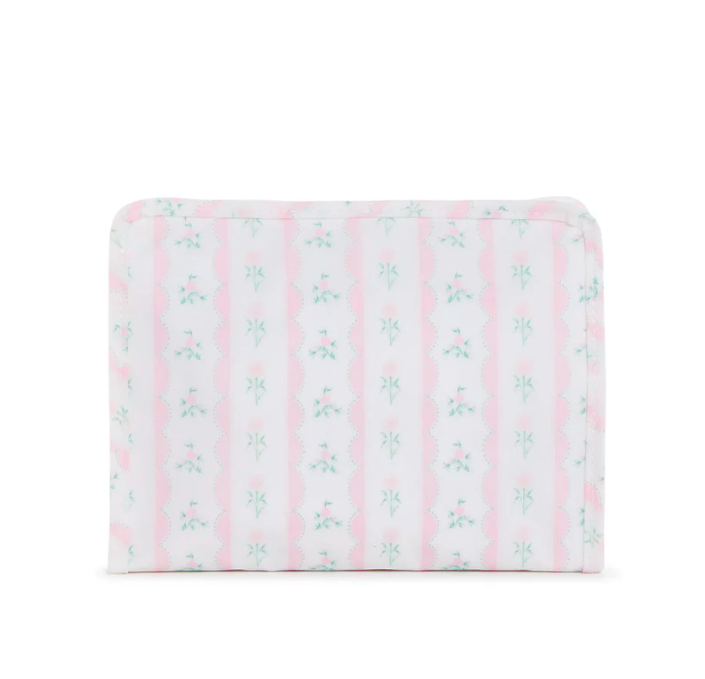 Medium Roadie Zip Pouch, Ribbon Floral Pink