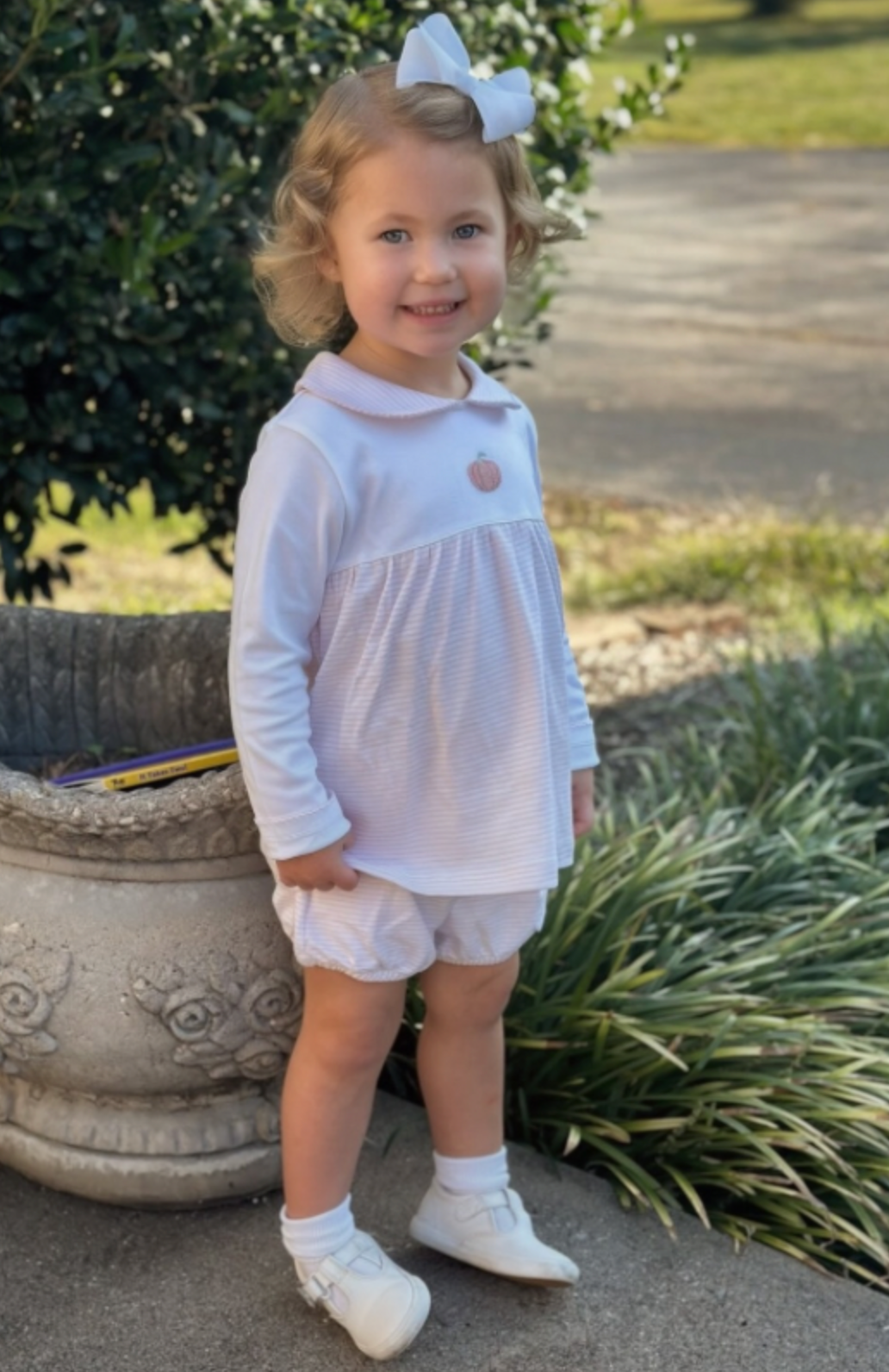 Girl's Pink Pumpkin Bloomer Set