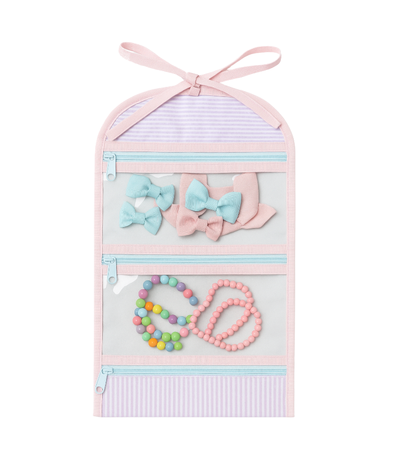 Mini Hang Around Pouch, Pink Seersucker