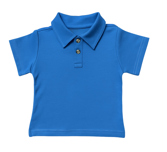 Short Sleeve Polo Shirt, Ocean Blue