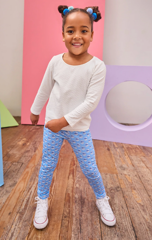 Leggings, Cornflower Block Print