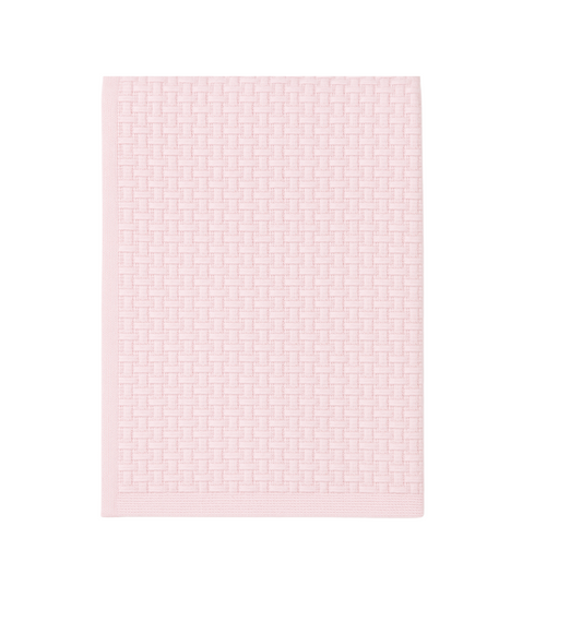 Stonewashed Basket Weave Blanket with Binding, Pink