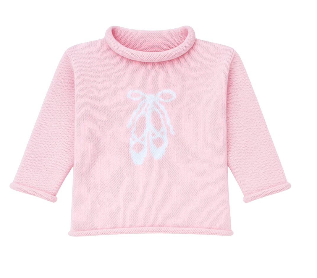 Rollneck Pink Sweater with Ballet Slippers