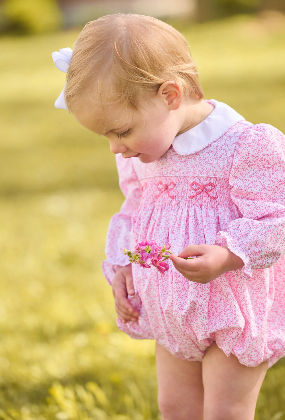 Smocked Natalie Bubble, Pink Vinings