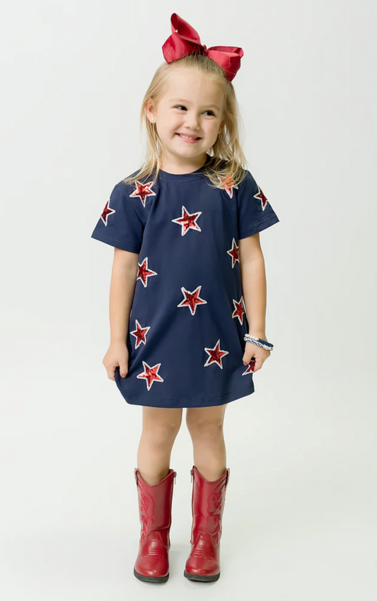 Navy and Red Star Dress