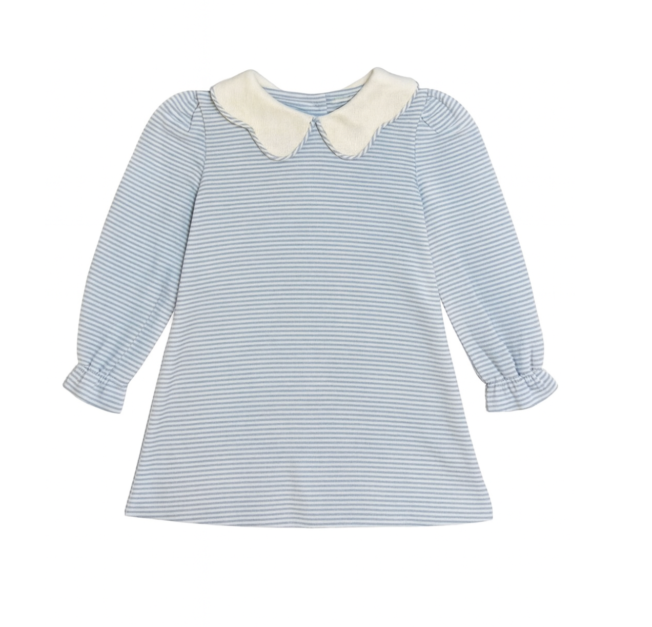 Bryar Collared Long Sleeve Stripe Light Blue Knit Blouse