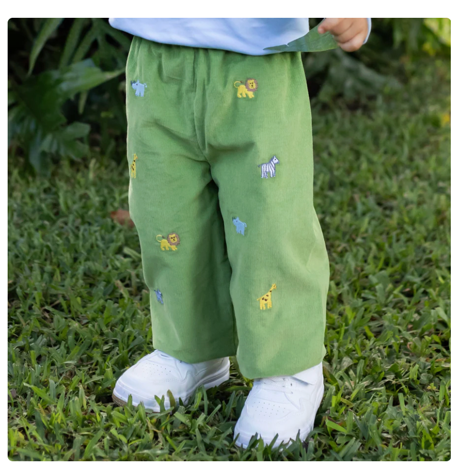 Safari Leo Pants, Sage Green Cord