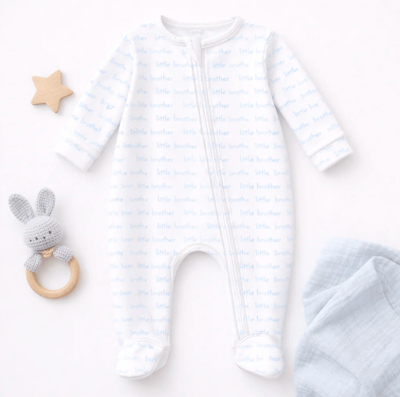 Little Brother Printed Zipper Footie