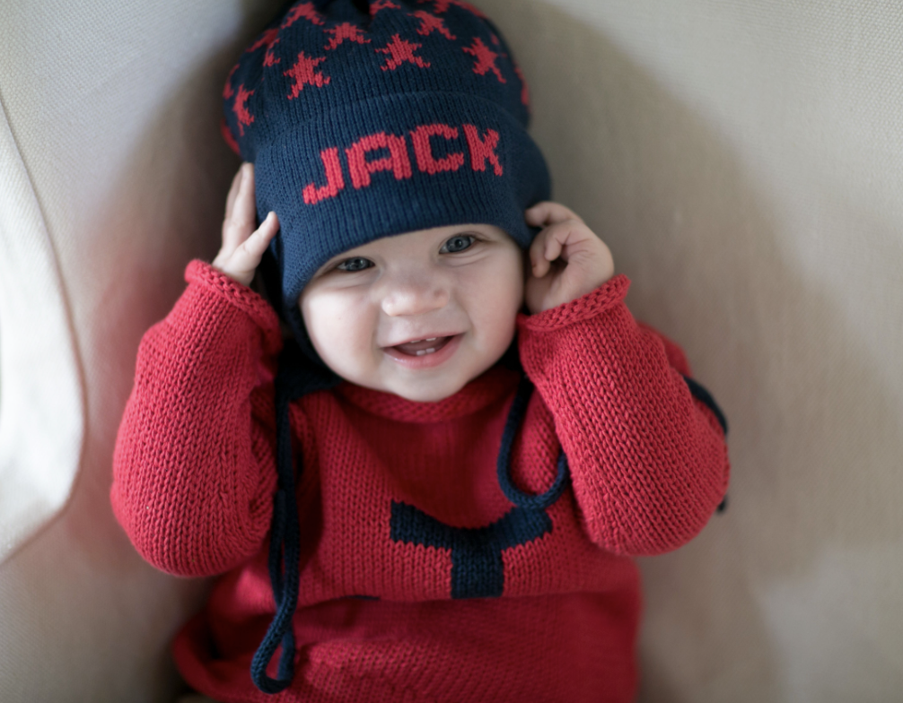 Ear Flap Hat with Name, Stars