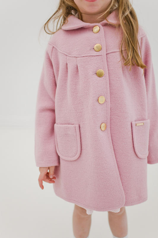 Pink Round Pleated Yoke Coat