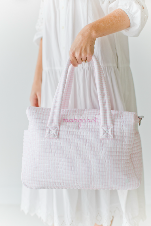 Quilted Stroller Bag, Pimlico Pink Stripe