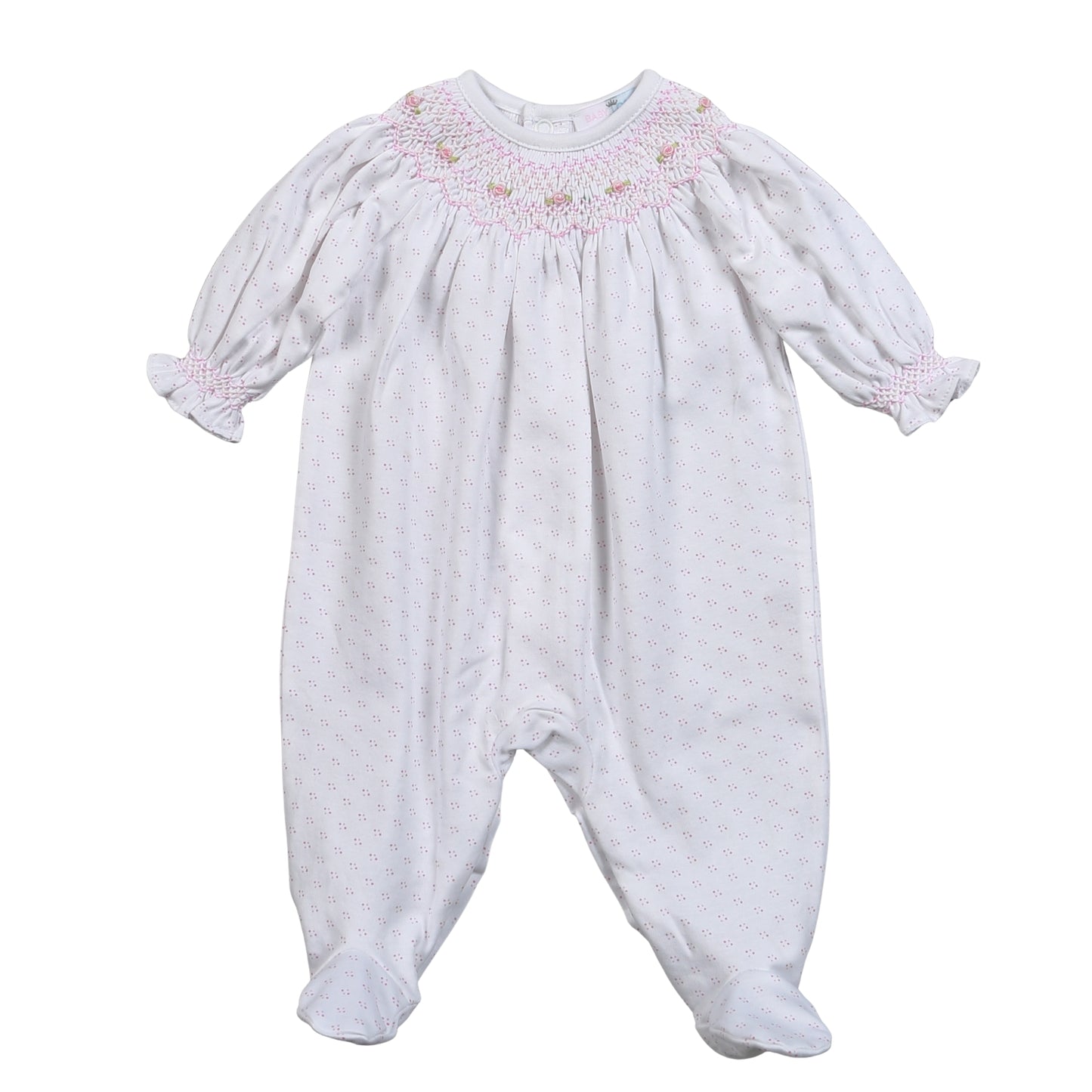 Pink Tiny Dots Smocked Bishop Footie