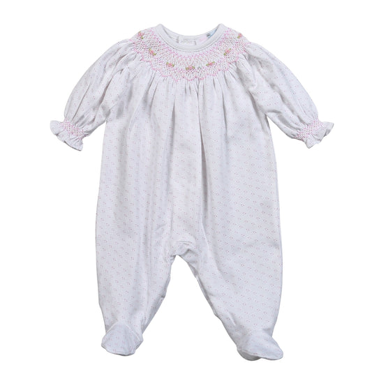 Pink Tiny Dots Smocked Bishop Footie