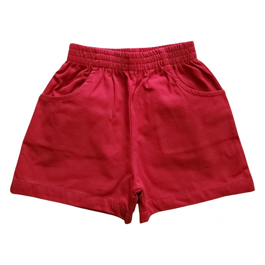 Boy Twill Shorts with Pockets, Deep Red