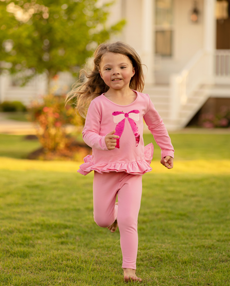 Tinley Pink Sequin Bow Top