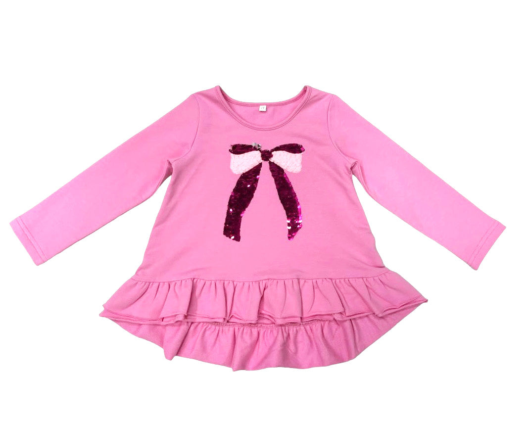 Tinley Pink Sequin Bow Top