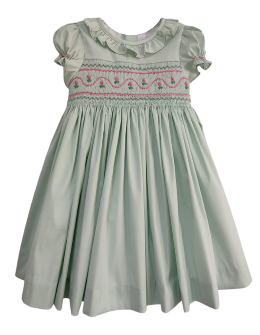 Tulip Mint Smocked Short Sleeve Dress