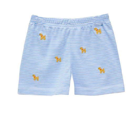 Labrador Embroidered Periwinkle Stripe Knit Shorts