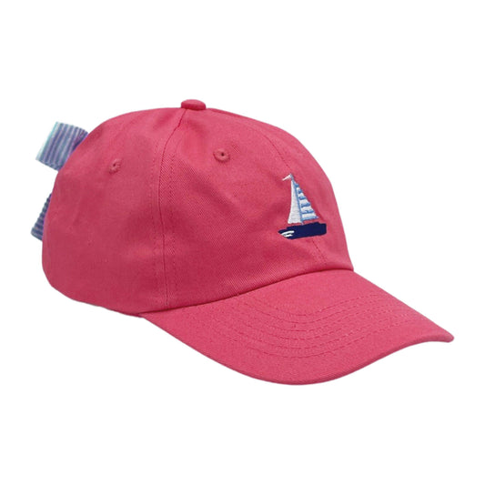 Kids Baeball Hat, Pink Sailboat